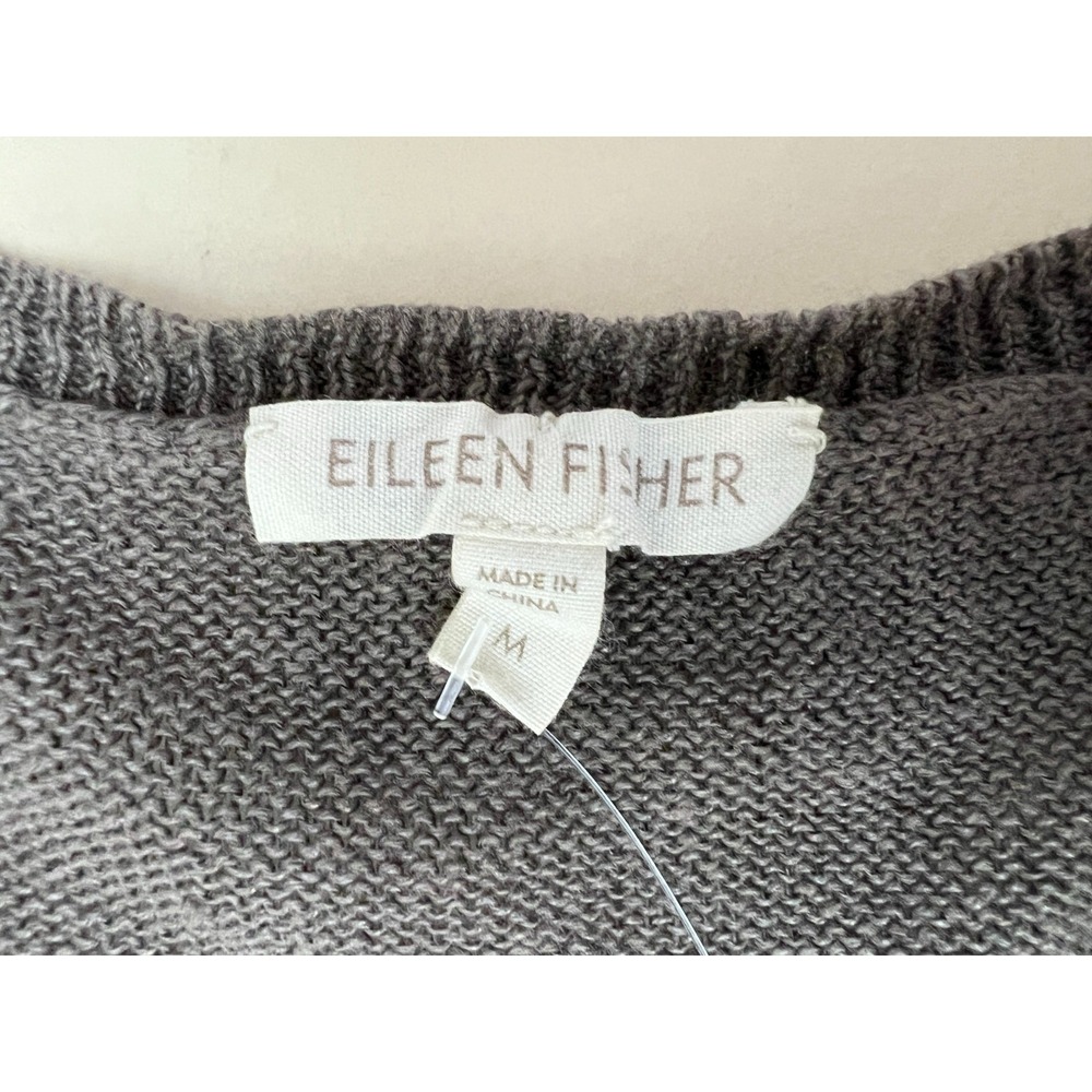 Eileen Fisher Tunic Length Vest Taupe Fine Knit  A-Line Button Front SZ M - Picture 6 of 10